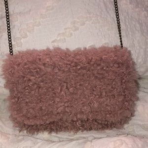Pink faux fur bag